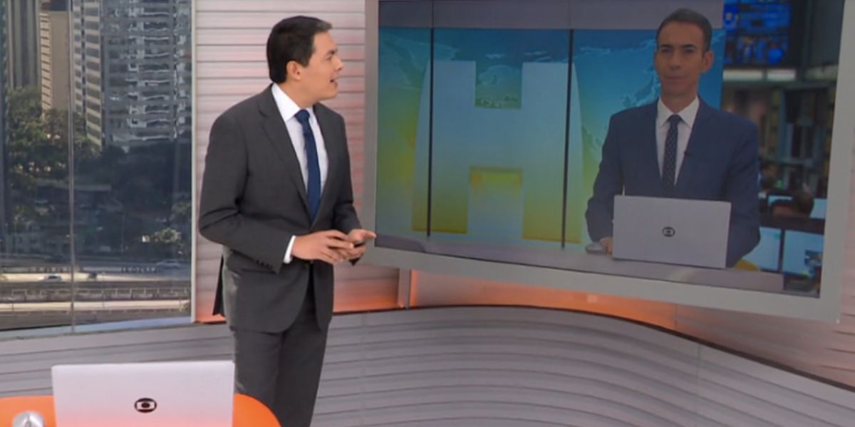 Alan Severiano e César Tralli no SP1 (Foto:Reprodução / Globo)