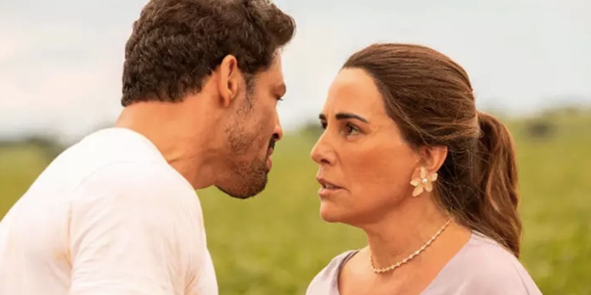 Caio (Cauã Reymond) e Irene (Glória Pires) em Terra e Paixão (Foto: Globo)