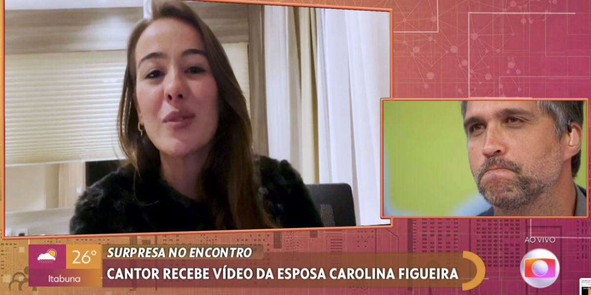 Carolina Figueira faz declaração para Léo Chaves no Encontro (Foto: Reprodução / Globo)