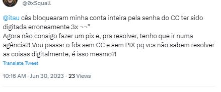 Clientes do Banco Itaú estão enfurecidos com situação nesta sexta-feira - Foto Twitter