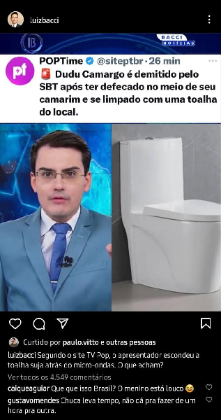 Publicação de Luiz Bacci (Foto: Reprodução/ Instagram)