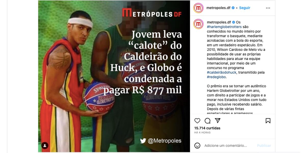 Globo comete o imperdoável em concurso (Foto: Reprodução / Instagram) 