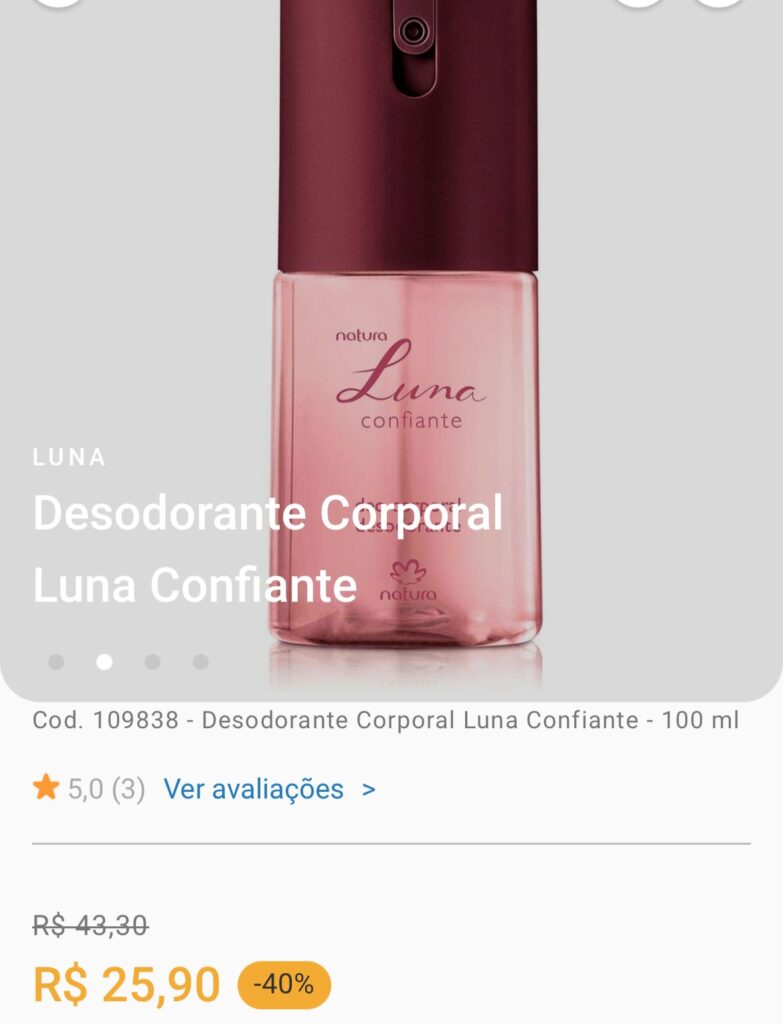 Perfume em promoção no site oficial da Natura - Foto Reprodução Natura