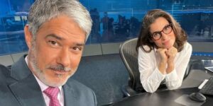 Renata vasconcellos e William Bonner no Jornal Nacional - Foto Reprodução Internet