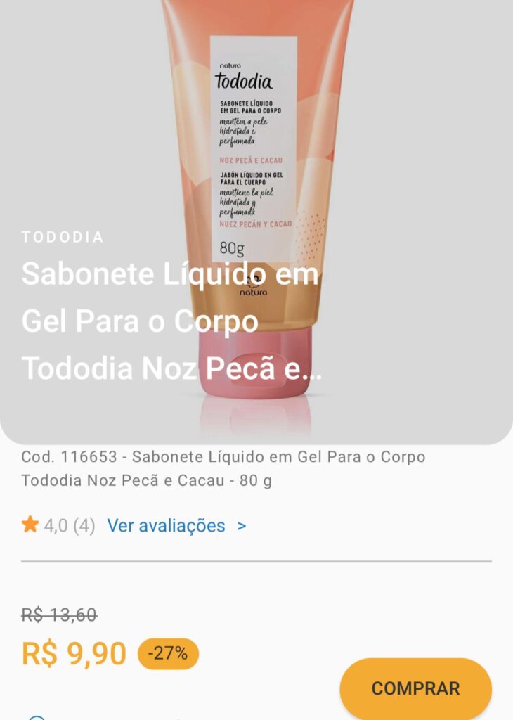 Sabonete em promoção no site oficial da Natura - Foto Reprodução Natura