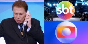 Silvio Santos e, logo do SBT e da Globo (Fotos: Reproduções / SBT / Internet)