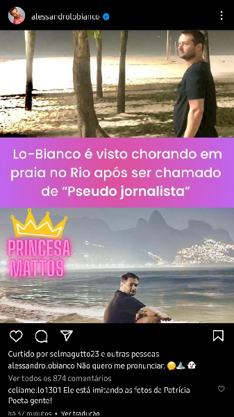 Publicação de Alessandro Lo Bianco (Foto: Reprodução/ Instagram)