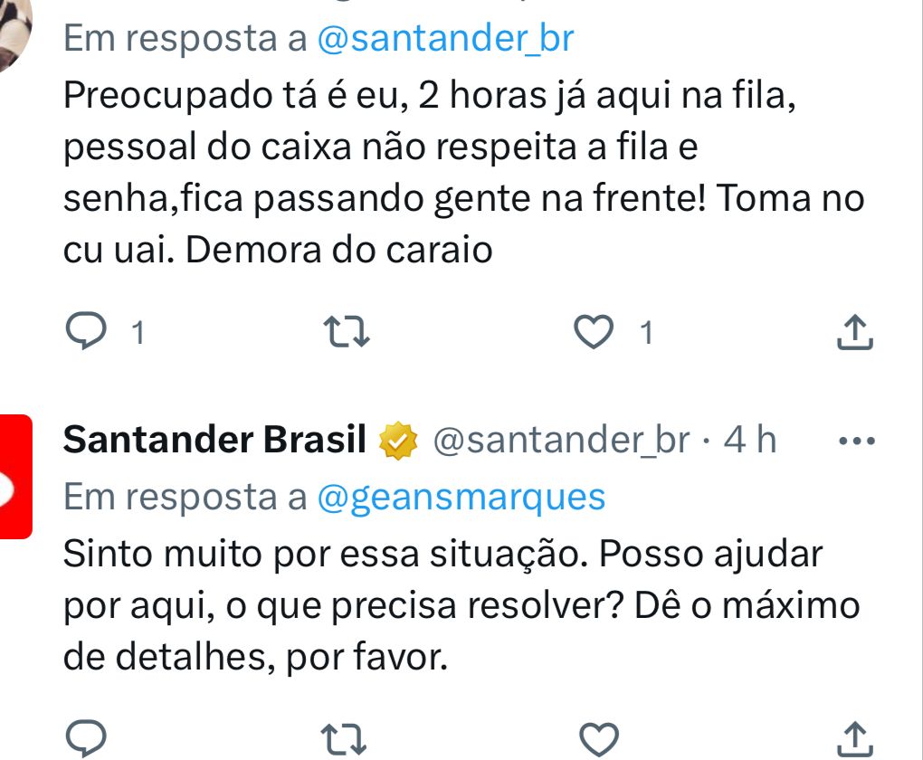 Todos precisam saber sobre a situação que está enfurecendo os clientes da empresa Santander nesta segunda-feira (5) - Foto Reprodução Twitter