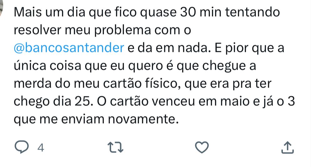 Todos precisam saber sobre a situação que está enfurecendo os clientes da empresa Santander nesta segunda-feira (5) - Foto Reprodução Twitter