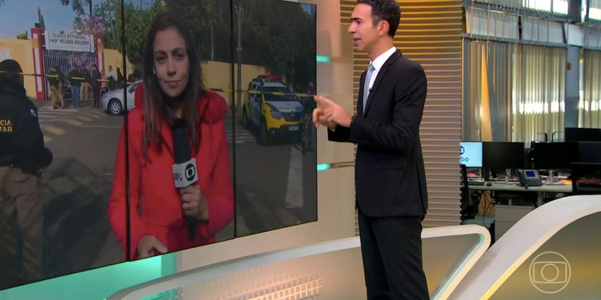 Vanessa Navarro e César Tralli no Jornal Hoje (Foto: Reprodução / Globo) 