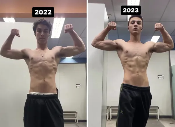 Vitor Figueiredo mostrando sua evolução muscular - Foto Reprodução Internet