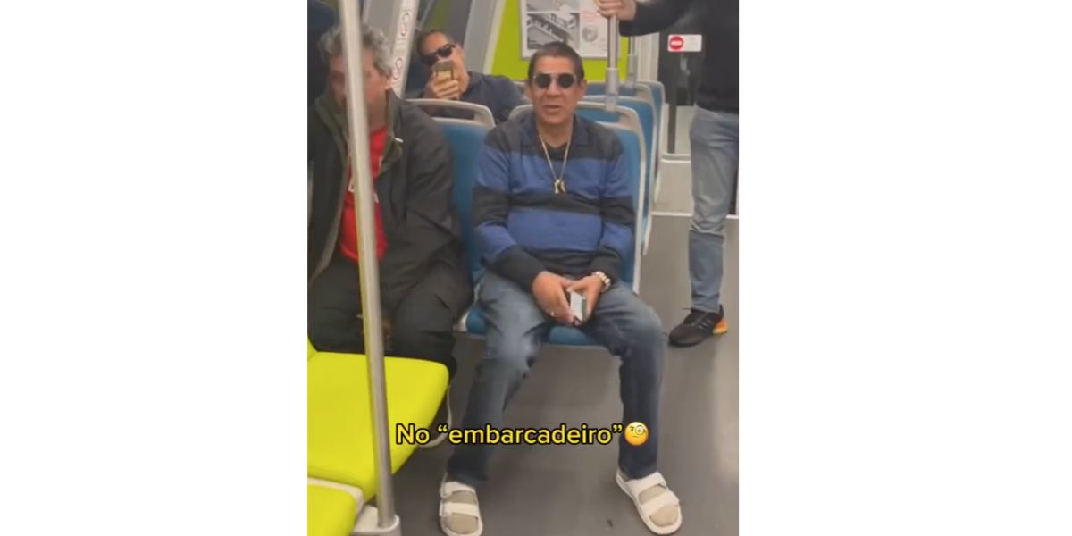 Cantor anda de metrô pela primeira vez (Foto: Reprodução / Twitter)