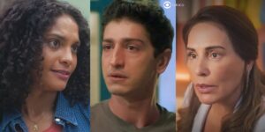 Aline, Daniel e Irene em Terra e Paixão (Foto: Reprodução / Globo / Montagem TV Foco)