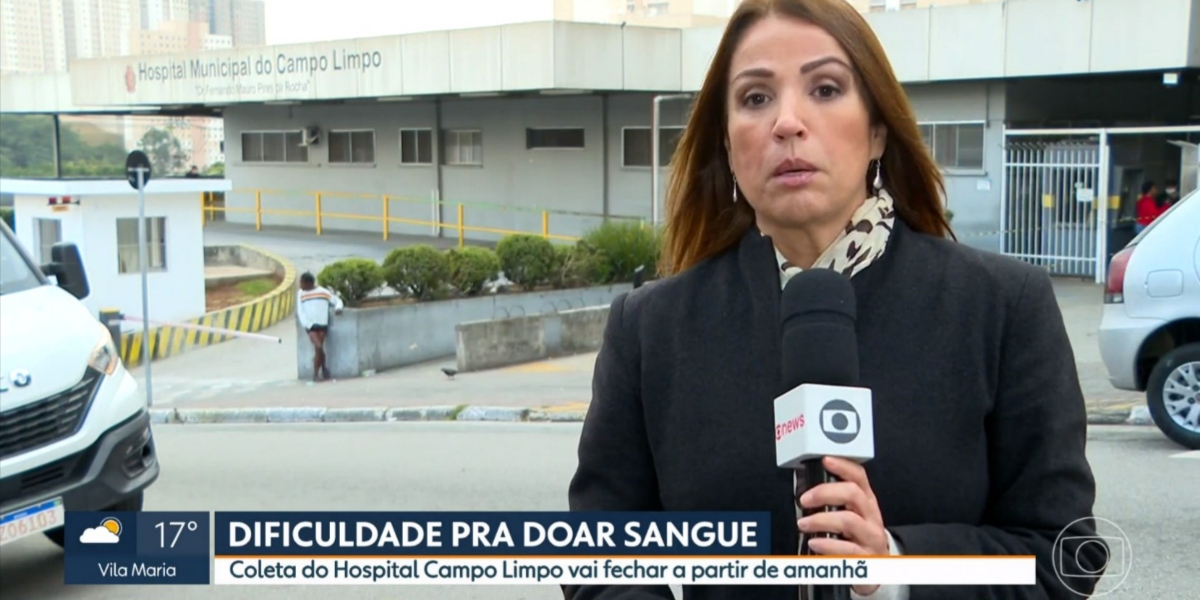 Ananda Apple em frente ao Hospital do Campo Limpo (Foto: Reprodução/TV Globo)