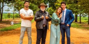 Caio, Antônio, Irene e Daniel em cenas de Terra e Paixão (Foto: Reprodução / Globo)