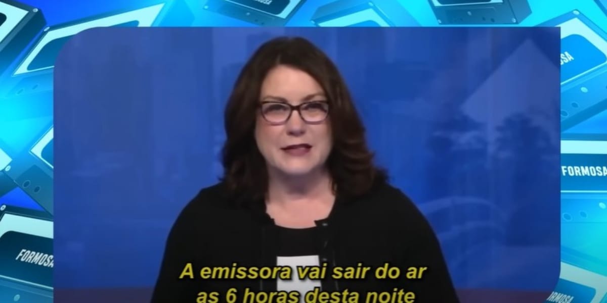 A jornalista dando o último adeus aos seus telespectadores (Reprodução: Internet)