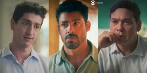 Daniel, Caio e Tadeu em cenas de Terra e Paixão (Foto: Reprodução / Globo / Montagem TV Foco)