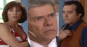Helena, César e Téo em cenas de Mulheres Apaixonadas (Foto: Reprodução / Globo)