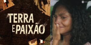 Aline chorando em Terra e Paixão (Foto: Reprodução / Globo / Montagem TV Foco)