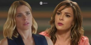 Lumiar (Carolina Dieckmann) e Clara (Regiane Alves) em cenas de Vai na Fé (Foto: Reprodução / Globo / Montagem TV Foco)