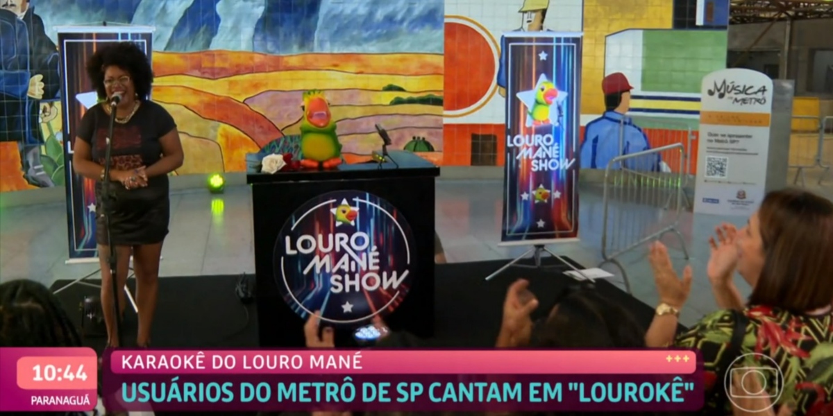 Louro Mané promoveu karaokê no Metrô de São Paulo (Foto: Reprodução/TV Globo)