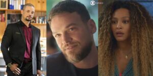 Orfeu, Theo e Sol em cenas de Vai na Fé (Foto: Reprodução / Globo / Montagem TV Foco)