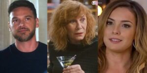 Theo, Wilma e Clara em cenas de Vai na Fé (Foto: Reprodução / Globo / Montagem TV Foco)