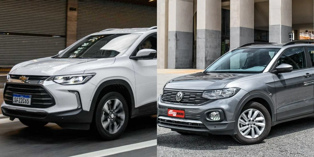 Exemplos de Tracker e T-Cross, da Chevrolet e Volkswagen (Foto: Reprodução/Quatro Rodas/Motor1)