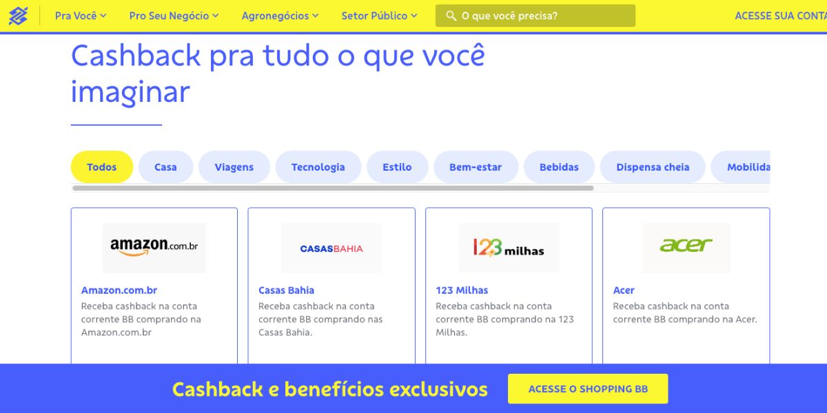 Marcas e benefício do shopping bb (Foto: Reprodução / Site do Banco do Brasil)