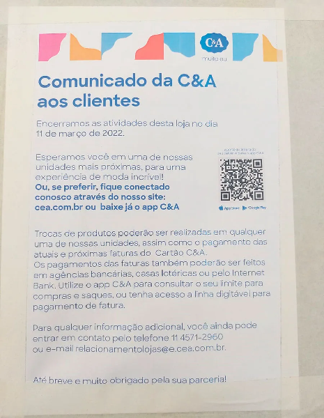 Comunicado da C&A (Foto: Reprodução/ Internet)