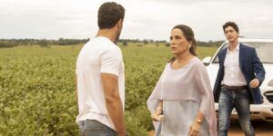 Caio, Irene e  Daniel em Terra e Paixão (Foto: Reprodução / Globo)