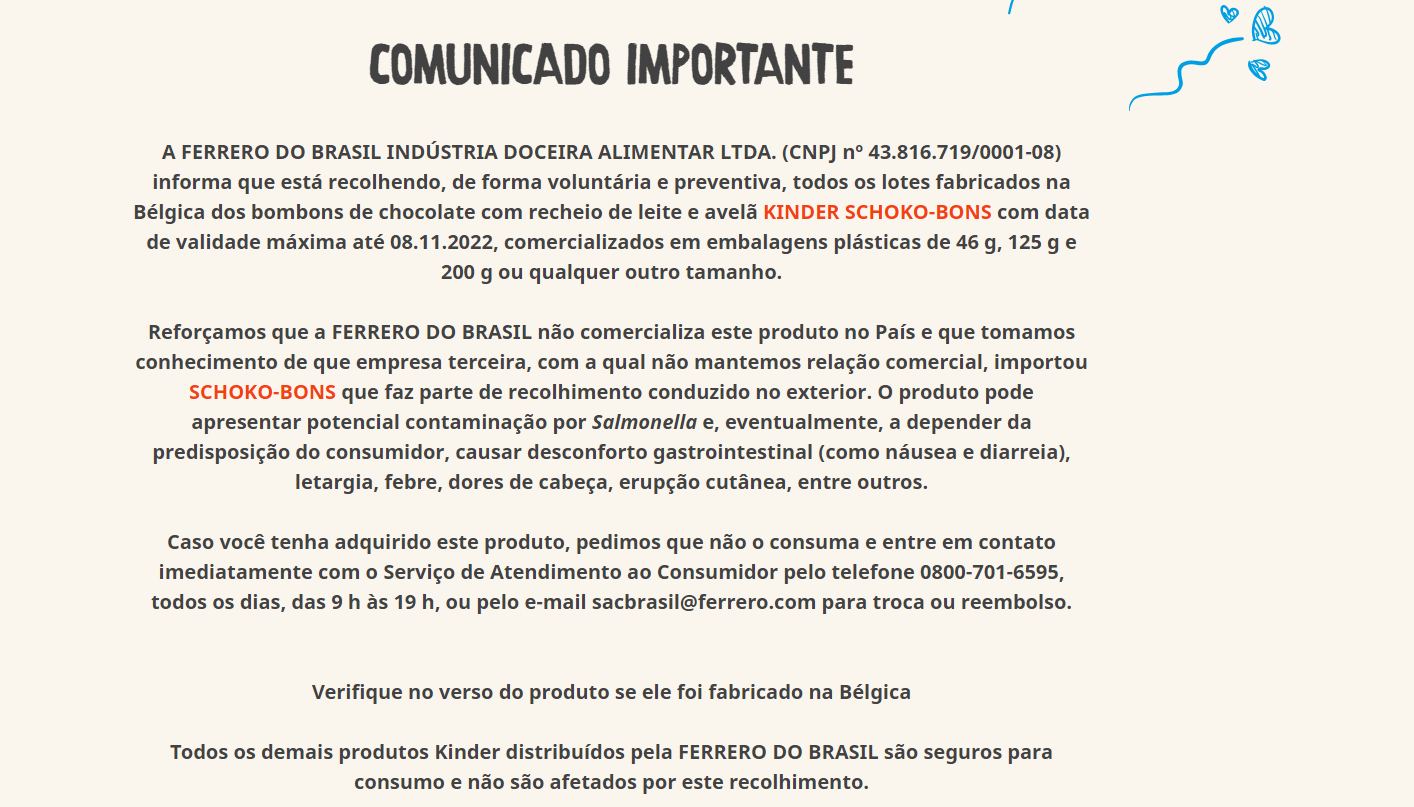 Manifestação da Ferrero, detentora da Kinder no Brasil (Foto Reprodução/Instagram)