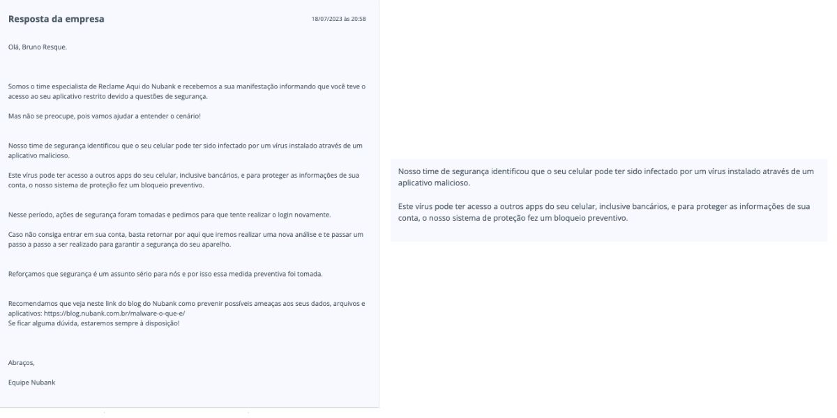 Comunicado do Nubank (Foto: Reprodução / Site do Reclame Aqui) 