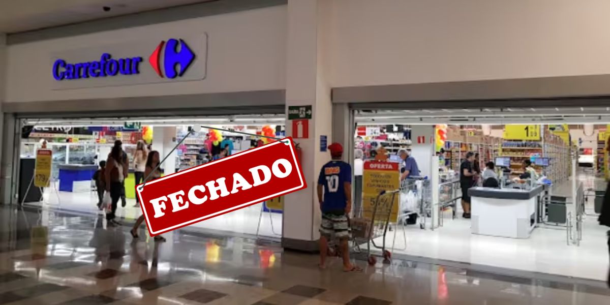 Fachada da loja do carrefour no Shopping Del Rey em BH e placa de fechado - Foto Reprodução Internet