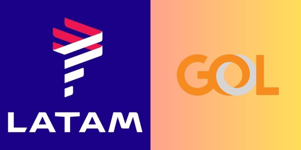 Logotipo da Latam e da Gol (Reprodução - Internet)