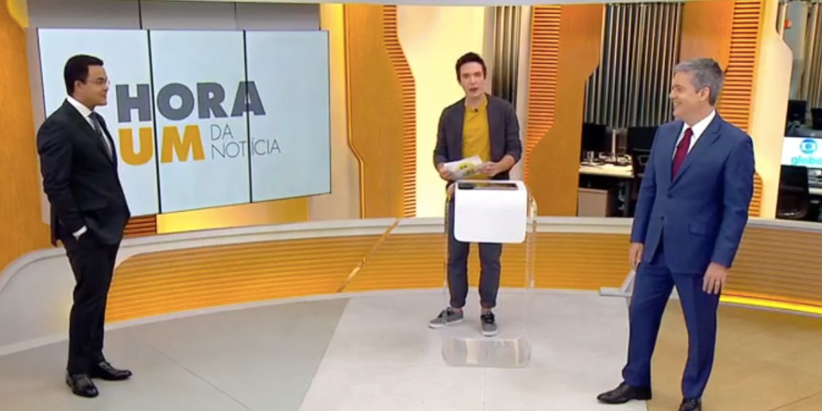 Marcelo Pereira, Alê Jodar e Roberto Kovalick no Hora 1 (Foto: Reprodução / Globo) 