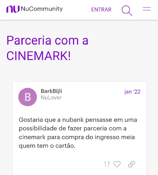 Comentários dos clientes do Nubank (Foto: Reprodução/ Site do Nubank)