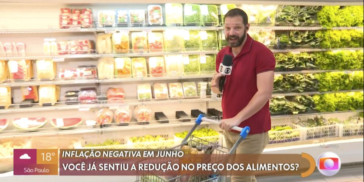 Repórter em supermercado (Foto: Reprodução / Encontro da Globo)