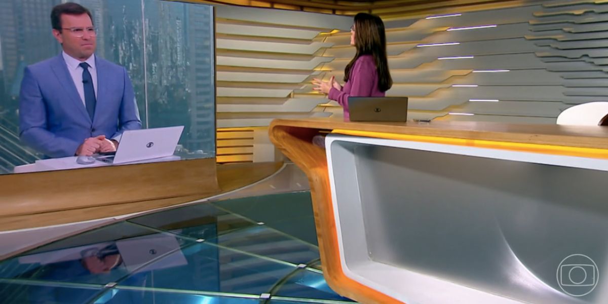 Rodrigo Bocardi no estúdio do Bom Dia SP e Ana Luiza Guimarães no Bom Dia Brasil (Foto: Reprodução / Globo)