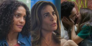 Aline, Irene, Luigi e Anely em cenas de Terra e Paixão (Foto: Reprodução / Globo / Montagem TV Foco)