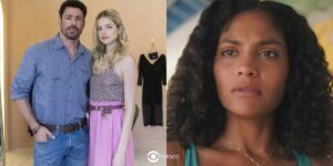 Caio, Graça e Aline em cenas de Terra e Paixão (Foto: Reprodução / Globo / Montagem TV Foco)