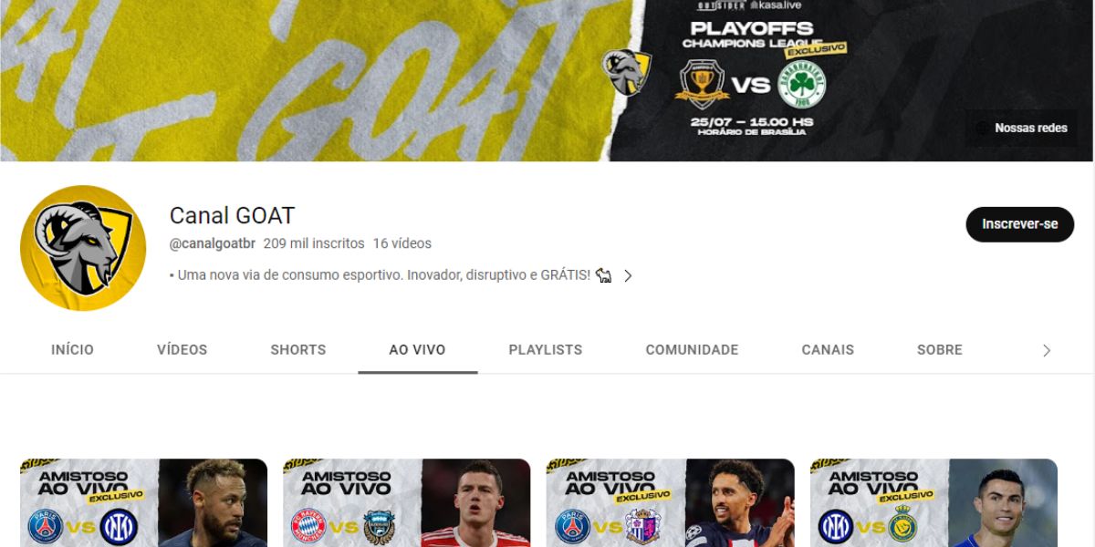 Canal Goat planeja apostar no campeonato alemão e árabe (Reprodução: Internet)