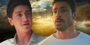 Daniel (Johnny Massaro) e Caio (Cauã Reymond) em Terra e Paixão (Foto: Reprodução / Globo / Montagem TV Foco)