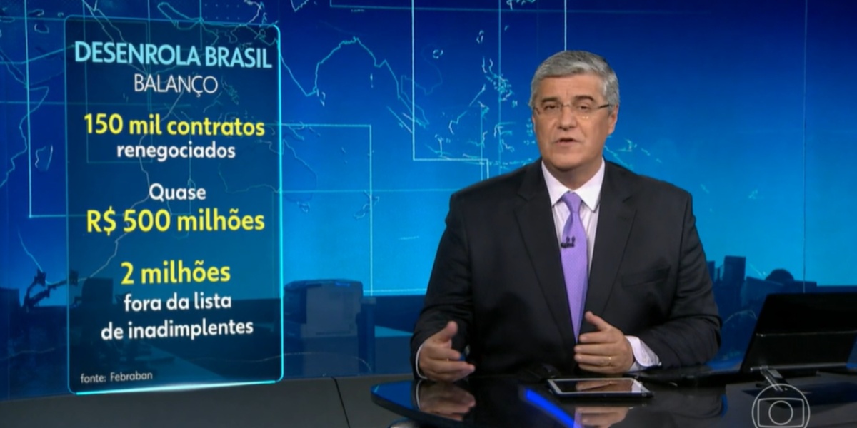 Jornal Nacional falou sobre o Desenrola Brasil (Foto: Reprodução/ Globo)