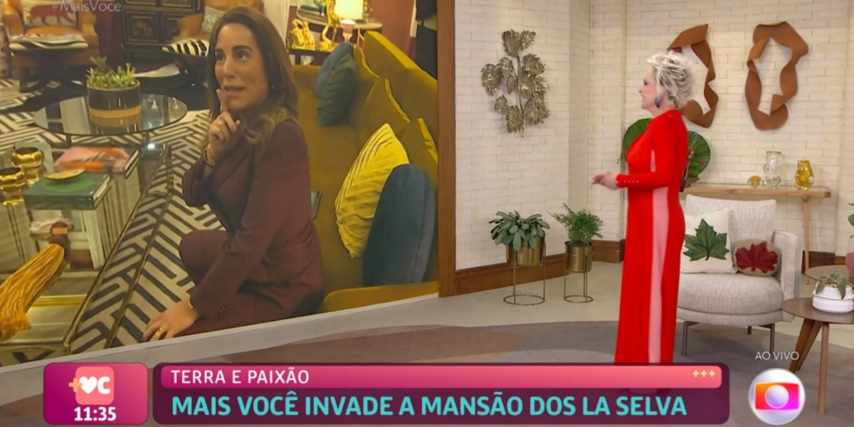 Ana Maria Braga mandou repórter deixar gravação com Gloria Pires (Foto: Reprodução/TV Globo)