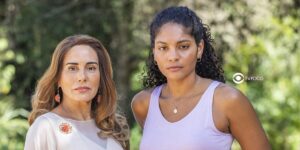 Irene (Gloria Pires) e Aline (Barbara Reis) em Terra e Paixão (Foto: Reprodução / Globo / Montagem TV Foco)