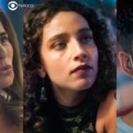 Irene, Flor e Caio em cenas de Terra e Paixão (Foto: Reprodução / Globo / Montagem TV Foco)
