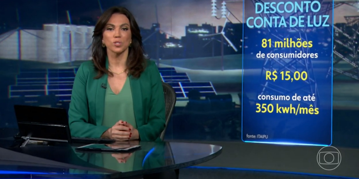 "Jornal Nacional" noticiou desconto na conta de luz (Foto: Reprodução/TV Globo)