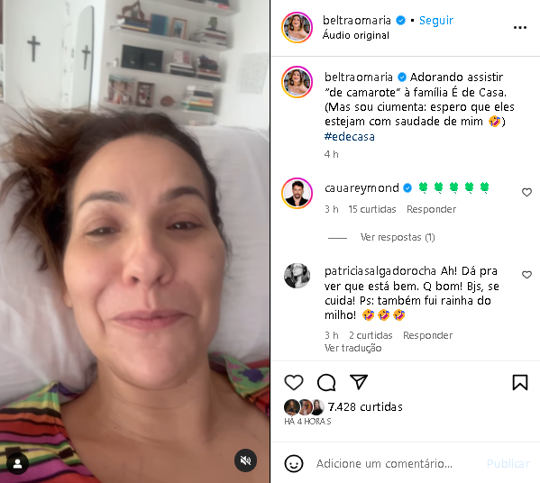 Maria Beltrão, do 'É de Casa', passa por cirurgia e assiste ao programa de  repouso