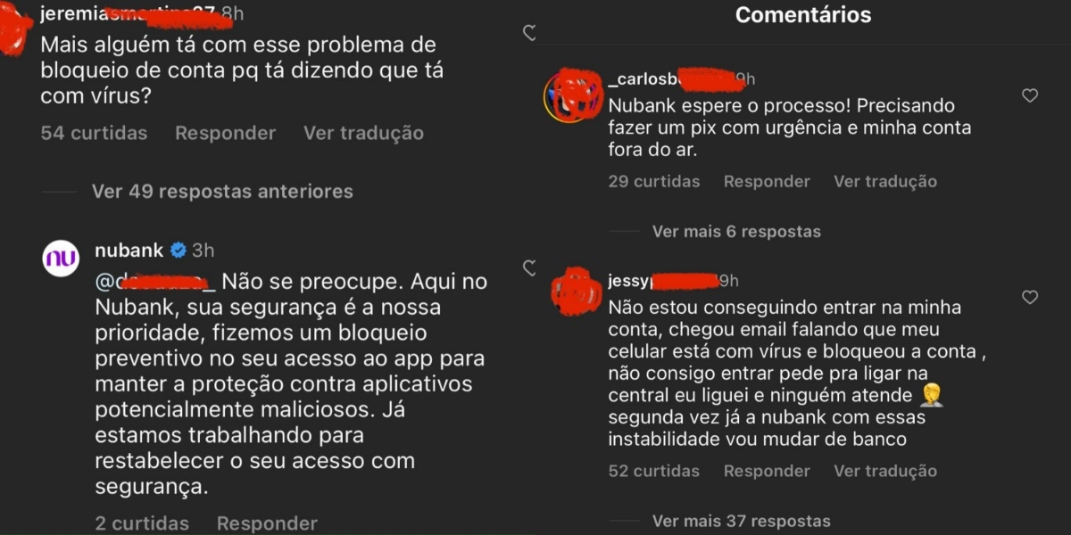 Reclamações de clientes do Nubank (Foto: Reprodução/Instagram)